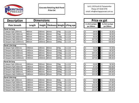 jensen precast price list